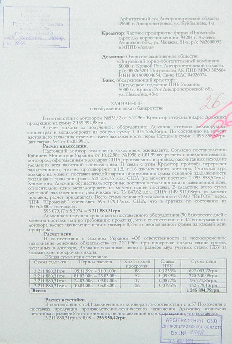 Банкротство ИНГОК