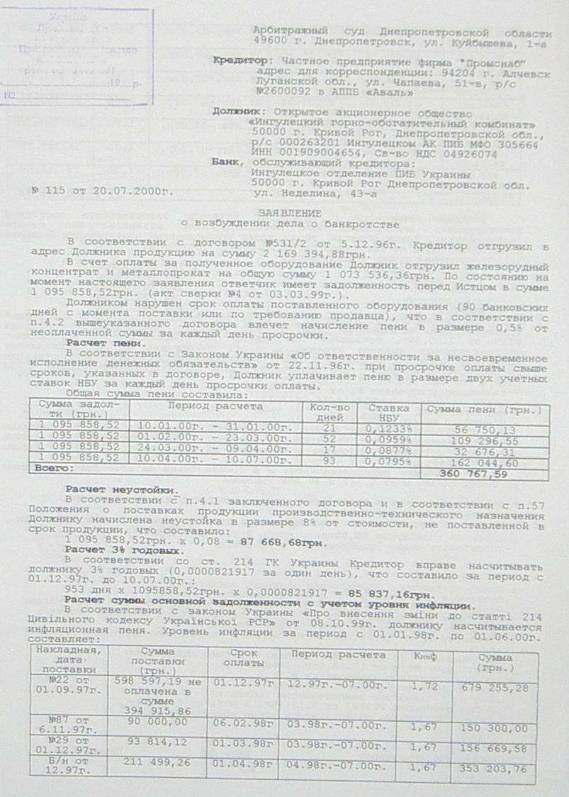 Банкротство ИНГОК