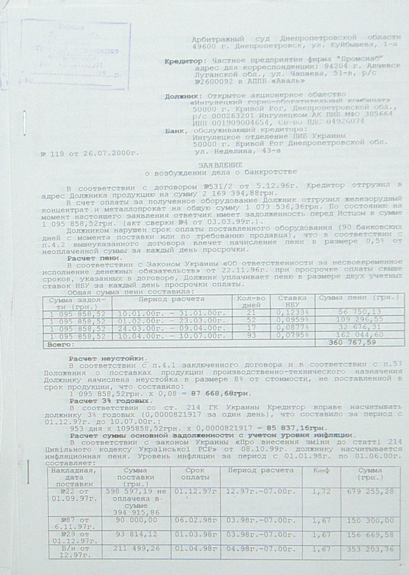 Банкротство ИНГОК