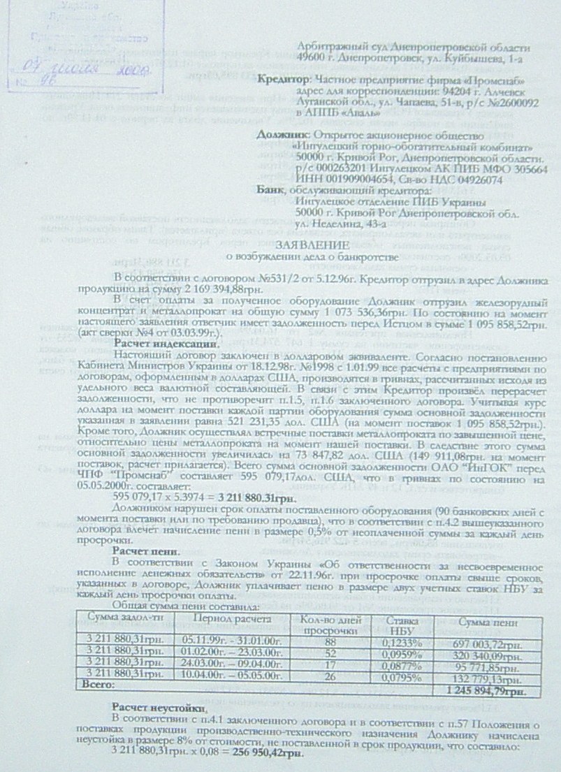 Банкротство ИНГОК