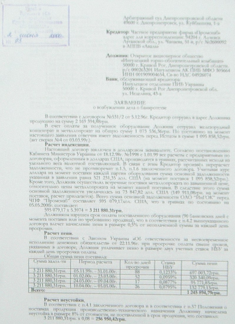 Банкротство ИНГОК