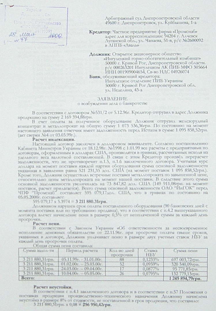 Банкротство ИНГОК