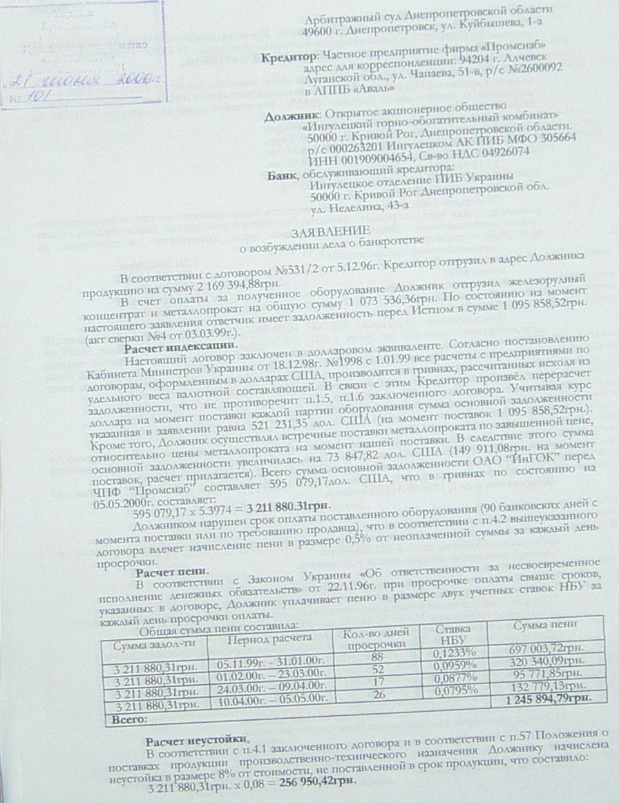 Банкротство ИНГОК